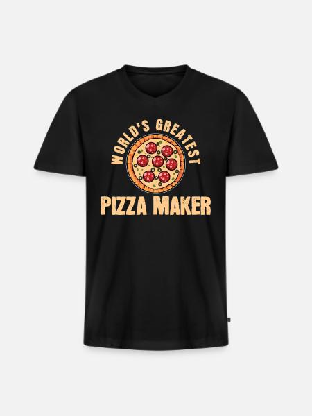 pizza maker - Men's Premium Organic T-shirt with V-neck - black