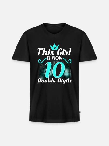 10e anniversaire fille - T-shirt encolure en V Premium bio Homme - noir