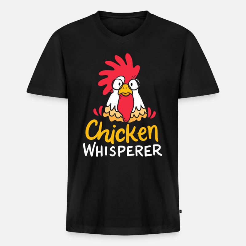 Hühner Hühnchen Bauer - Männer Premium Bio T-Shirt mit V-Ausschnitt - Schwarz