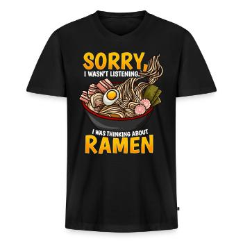 Ramen - Men's Premium Organic T-shirt with V-neck - black - Front - Nico (187cm)