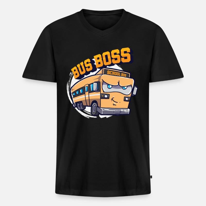 Schulbus - Männer Premium Bio T-Shirt mit V-Ausschnitt - Schwarz
