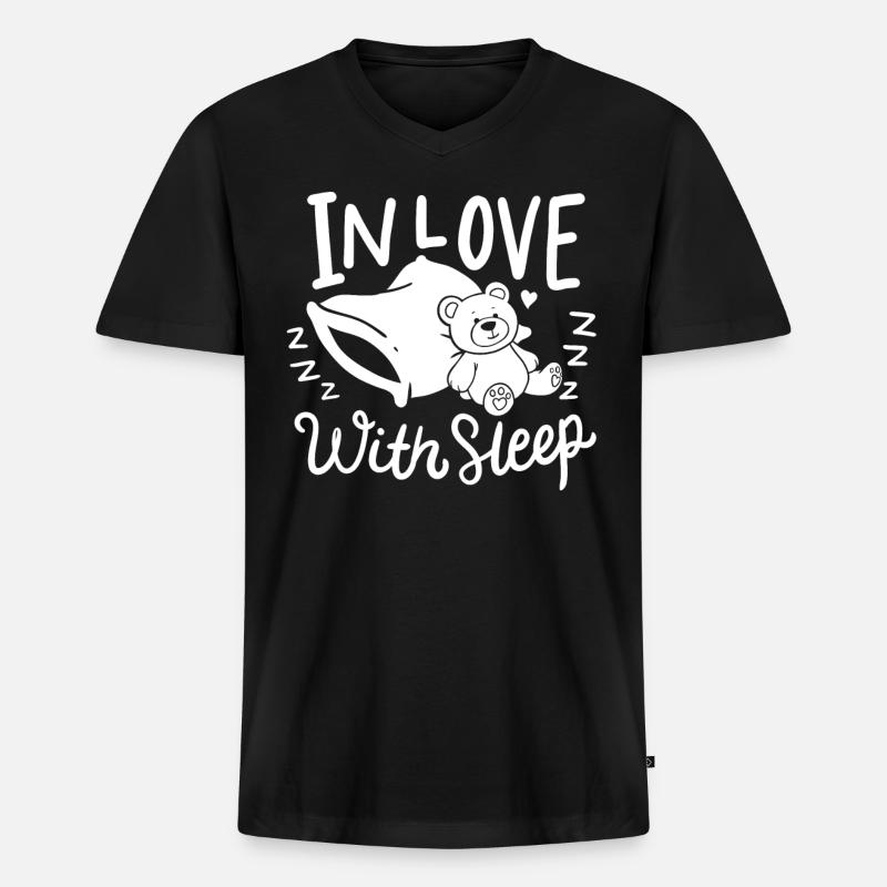 Schlafen - Männer Premium Bio T-Shirt mit V-Ausschnitt - Schwarz