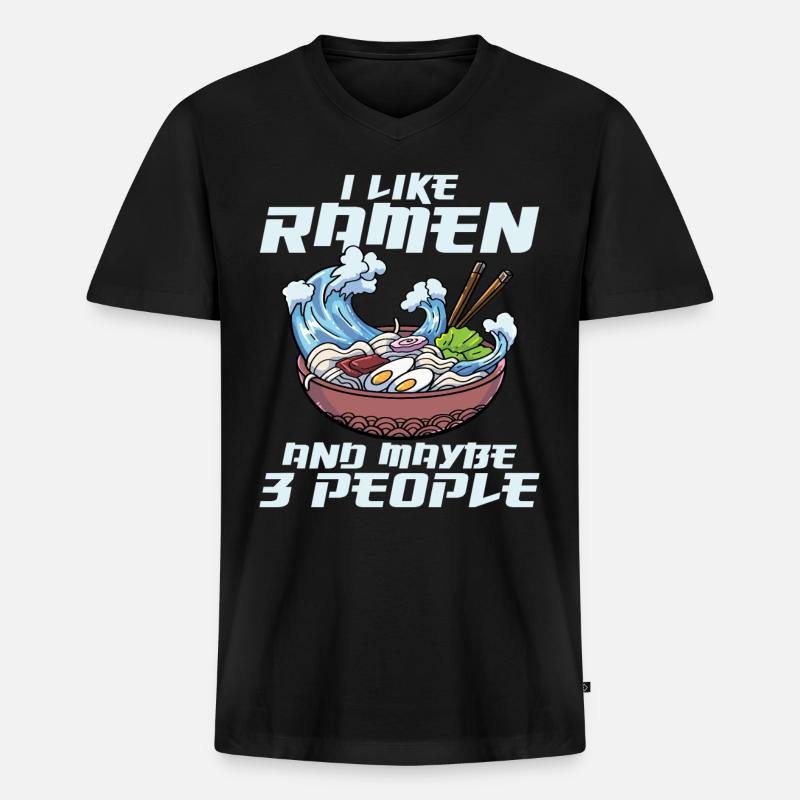 Ramen Lustig - Männer Premium Bio T-Shirt mit V-Ausschnitt - Schwarz