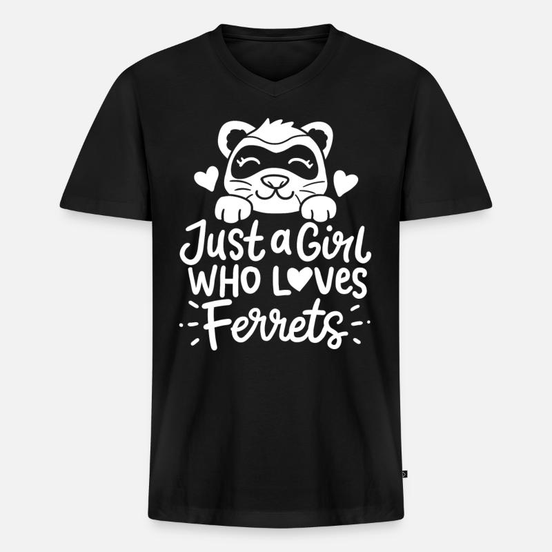 Frettchen - Männer Premium Bio T-Shirt mit V-Ausschnitt - Schwarz