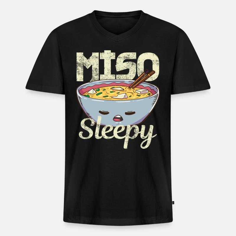 Miso Suppe - Männer Premium Bio T-Shirt mit V-Ausschnitt - Schwarz