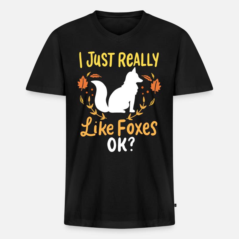 Fuchs Füchse - Männer Premium Bio T-Shirt mit V-Ausschnitt - Schwarz