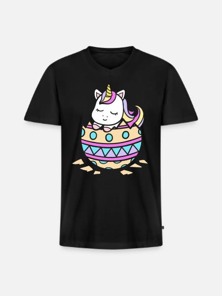 Ostern Einhorn - Männer Premium Bio T-Shirt mit V-Ausschnitt - Schwarz