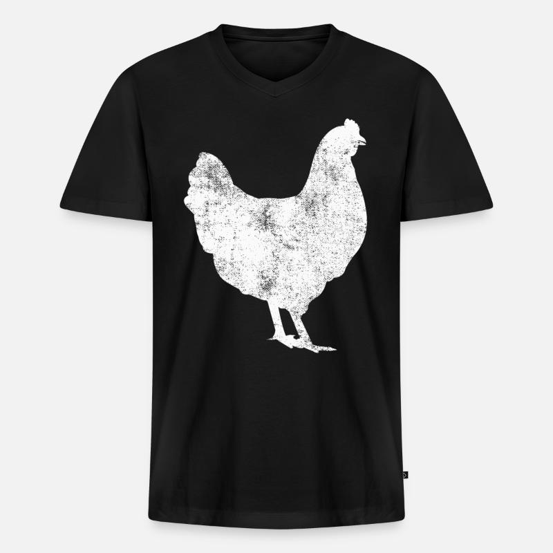 Huhn - Männer Premium Bio T-Shirt mit V-Ausschnitt - Schwarz