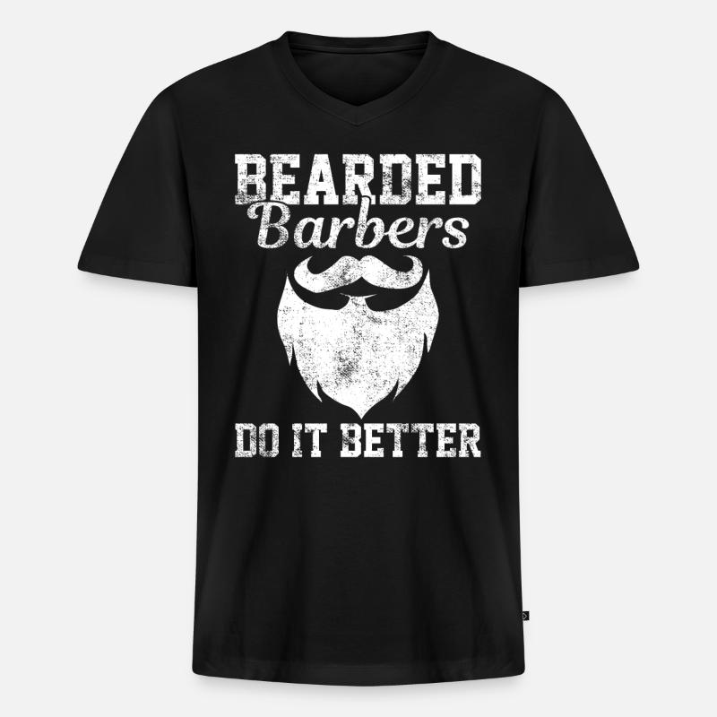 Bart Barber Friseur - Männer Premium Bio T-Shirt mit V-Ausschnitt - Schwarz