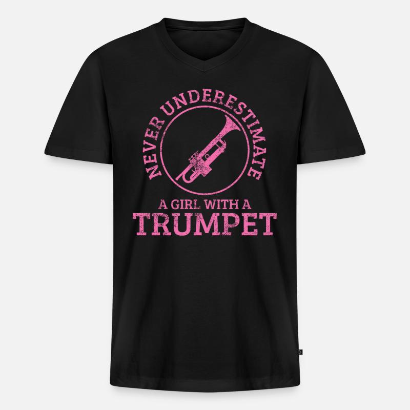 Trompete Trompeter - Männer Premium Bio T-Shirt mit V-Ausschnitt - Schwarz