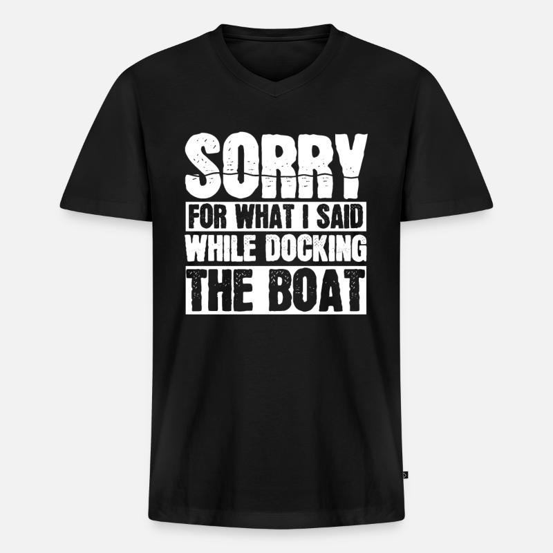 Boot - Männer Premium Bio T-Shirt mit V-Ausschnitt - Schwarz
