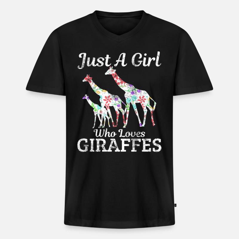 Giraffen Giraffe - Männer Premium Bio T-Shirt mit V-Ausschnitt - Schwarz