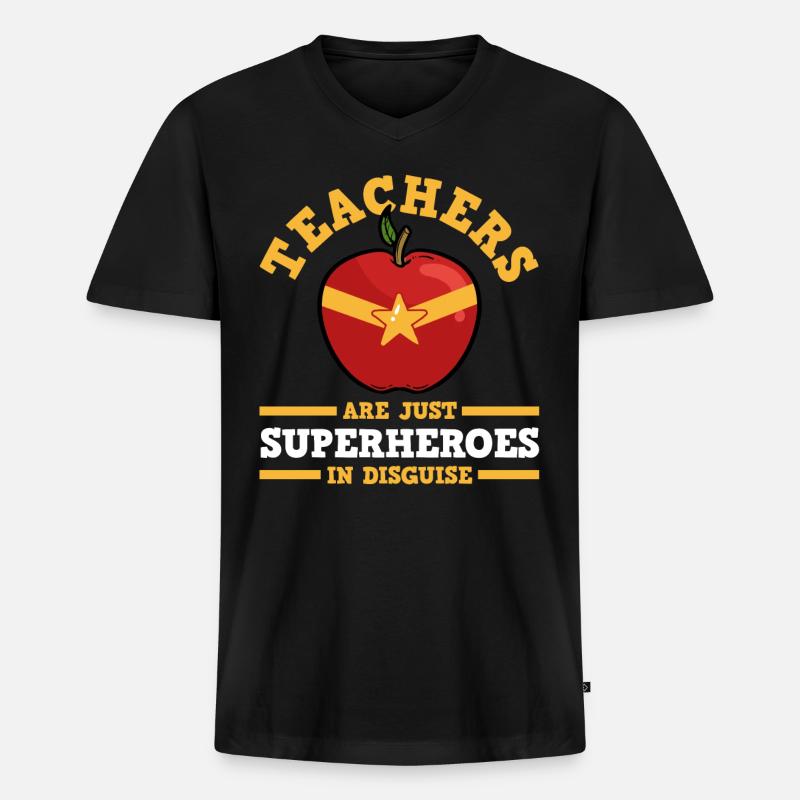 Lehrer Grundschullehrer - Männer Premium Bio T-Shirt mit V-Ausschnitt - Schwarz