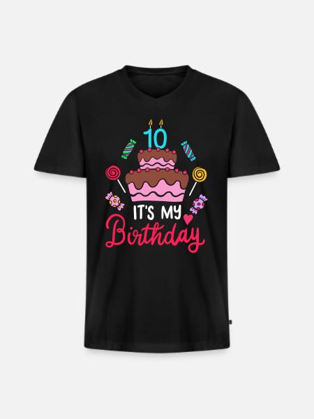 10th birthday - Men's Premium Organic T-shirt with V-neck - black