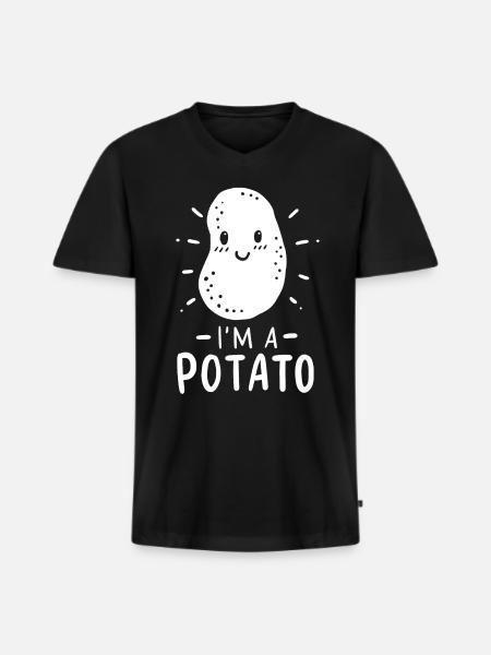 Potato - Men's Premium Organic T-shirt with V-neck - black