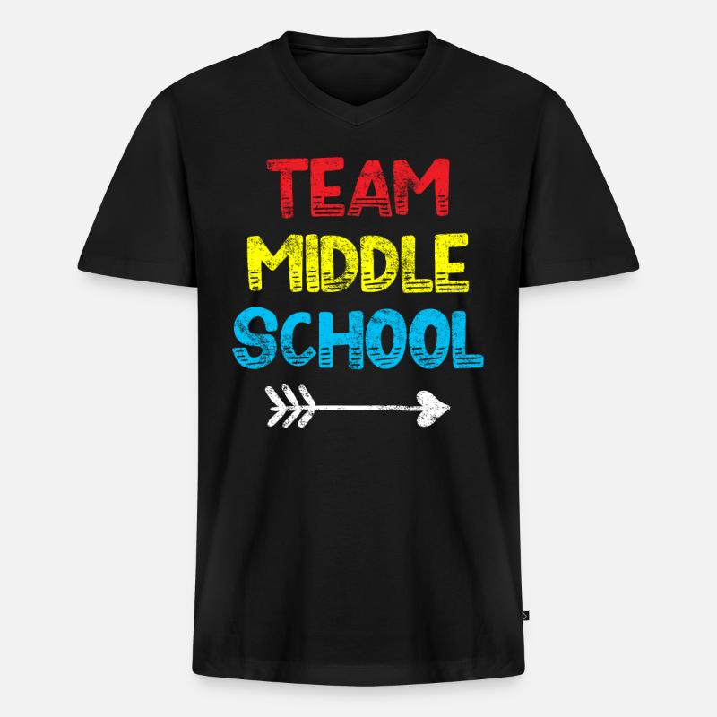 Mittelschule - Männer Premium Bio T-Shirt mit V-Ausschnitt - Schwarz