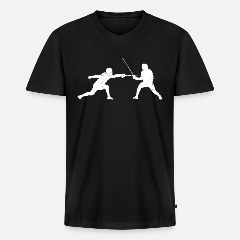 Fechten - Männer Premium Bio T-Shirt mit V-Ausschnitt - Schwarz