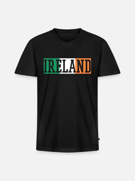 Irland - Männer Premium Bio T-Shirt mit V-Ausschnitt - Schwarz