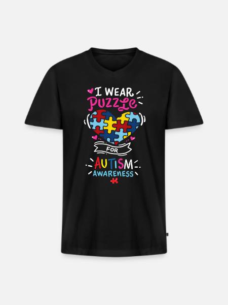 L'autisme - T-shirt encolure en V Premium bio Homme - noir