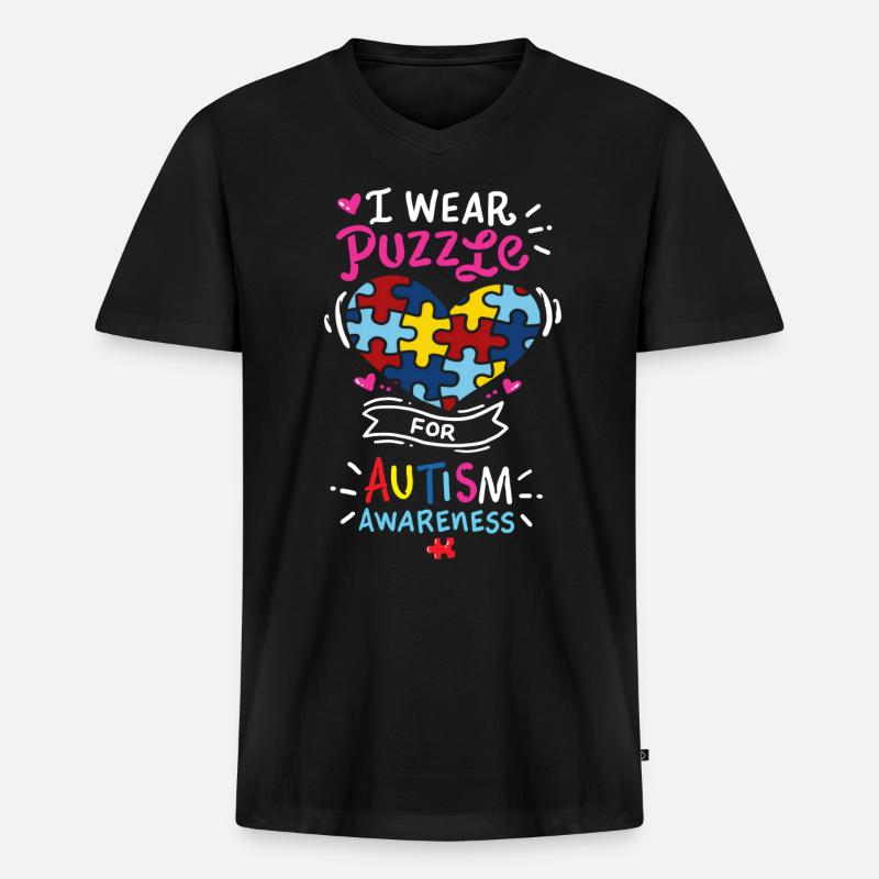 Autismus - Männer Premium Bio T-Shirt mit V-Ausschnitt - Schwarz