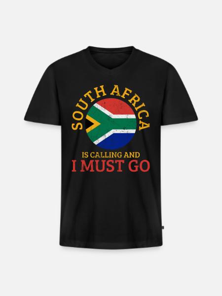 Afrique du Sud - T-shirt encolure en V Premium bio Homme - noir
