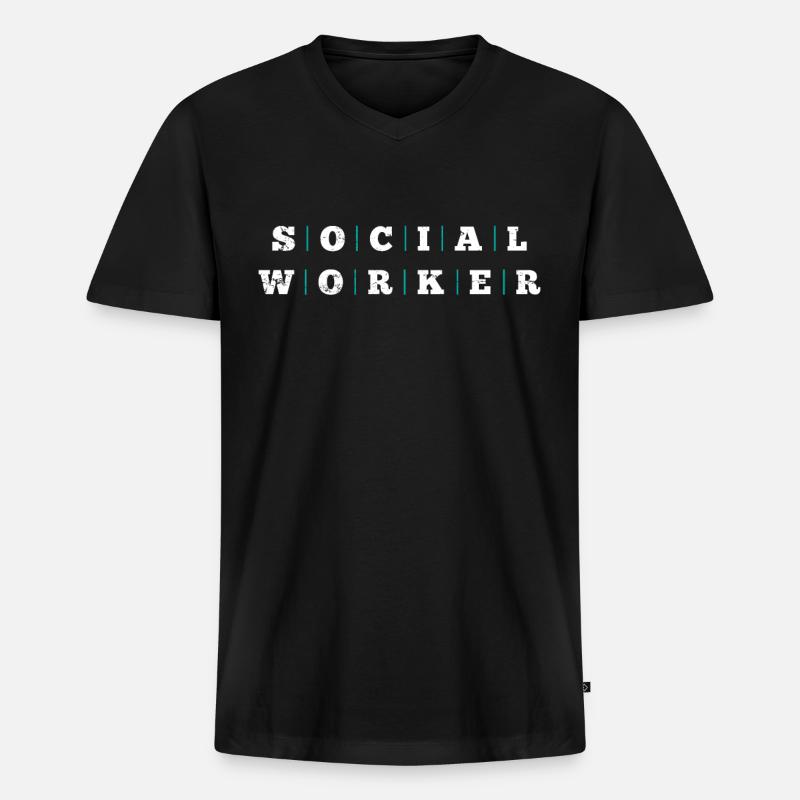 Sozialarbeiter - Männer Premium Bio T-Shirt mit V-Ausschnitt - Schwarz