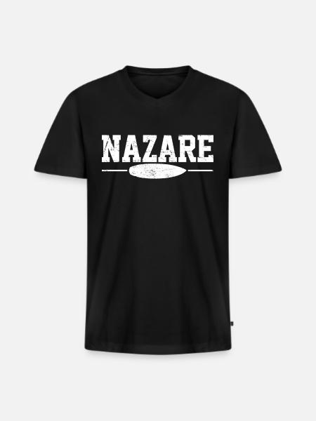 Nazare Portugal surf - T-shirt encolure en V Premium bio Homme - noir