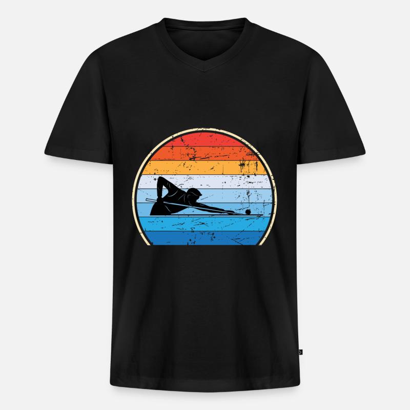 Retro Billard Snooker Pool Billard - Männer Premium Bio T-Shirt mit V-Ausschnitt - Schwarz