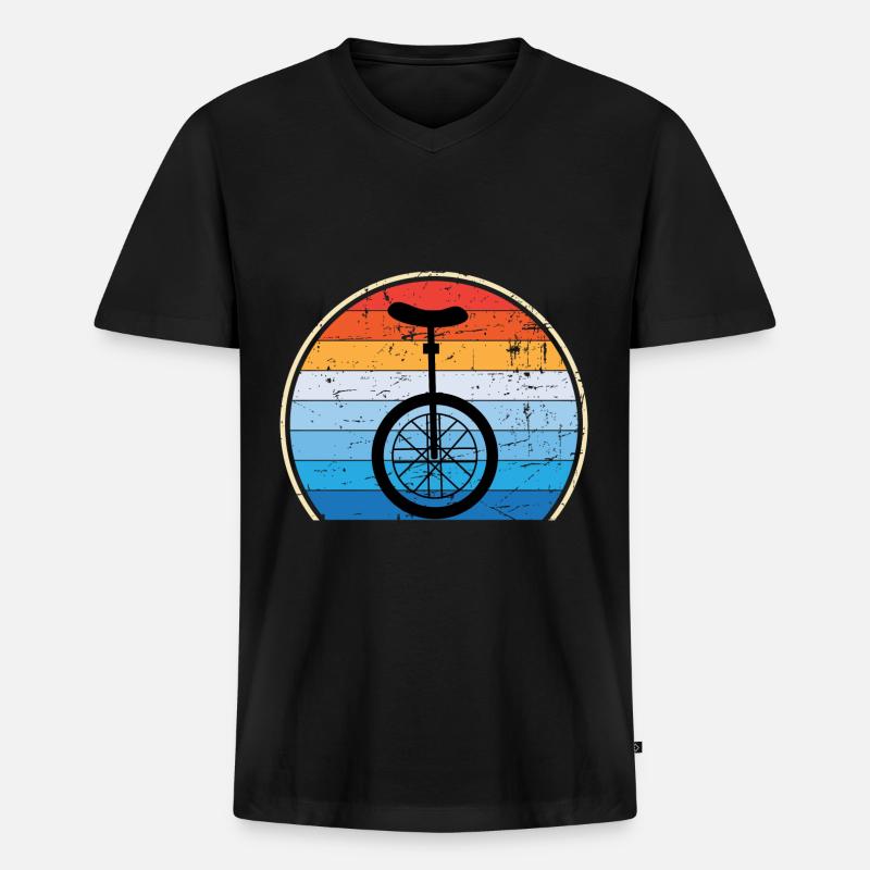 Einrad Retro Einradfahren Zirkus - Männer Premium Bio T-Shirt mit V-Ausschnitt - Schwarz