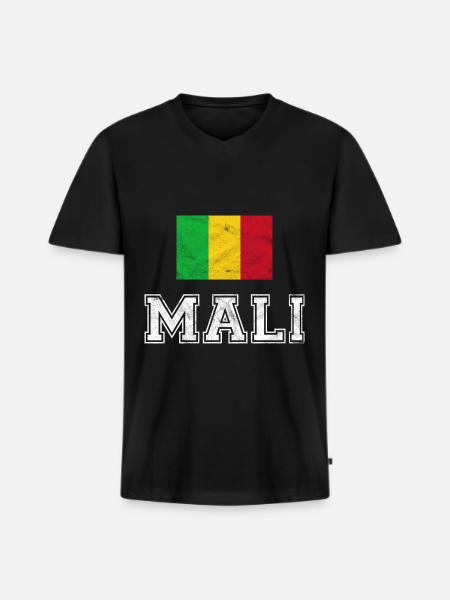 Mali flag Bamako Africa gift - Men's Premium Organic T-shirt with V-neck - black