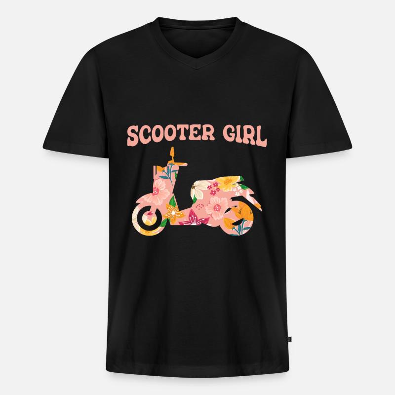 Motorroller Mofa Moped Roller - Männer Premium Bio T-Shirt mit V-Ausschnitt - Schwarz