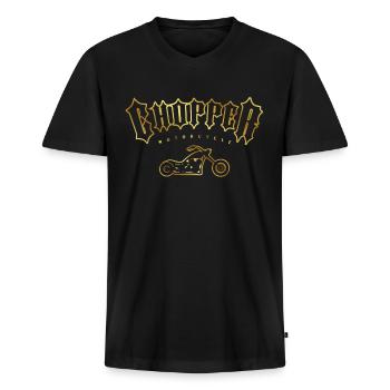 Motorrad Chopper Fahrer - Männer Premium Bio T-Shirt mit V-Ausschnitt - Schwarz - Vorne - Nico (187cm)