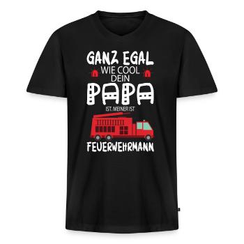 Mein Papa ist Feuerwehrmann - Feuerwehrmann Vater - Männer Premium Bio T-Shirt mit V-Ausschnitt - Schwarz - Vorne - Nico (187cm)