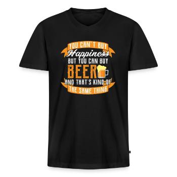 Bier - Männer Premium Bio T-Shirt mit V-Ausschnitt - Schwarz - Vorne - Nico (187cm)