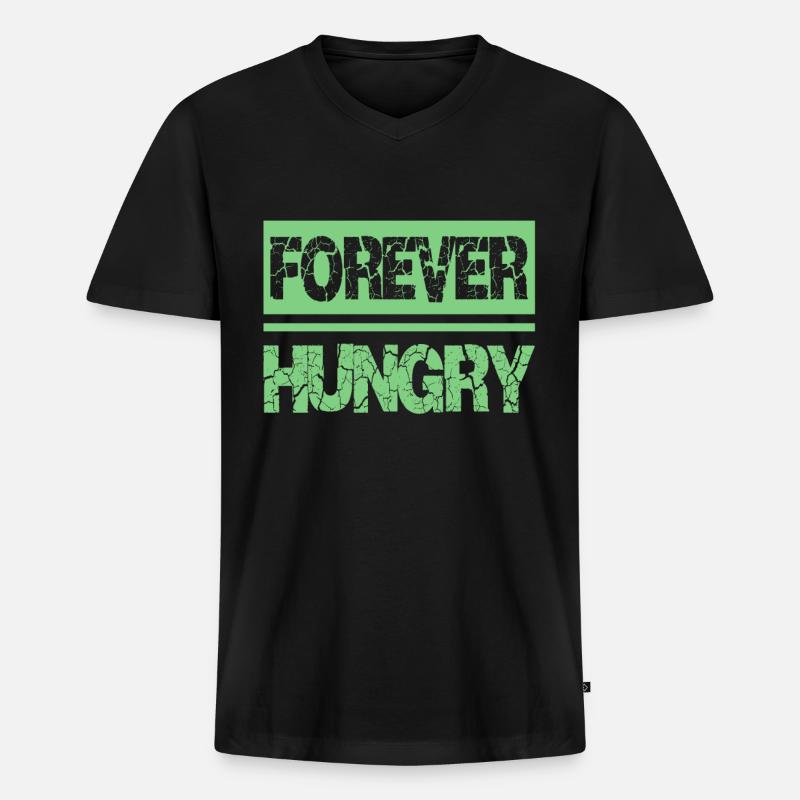 Hunger - Männer Premium Bio T-Shirt mit V-Ausschnitt - Schwarz