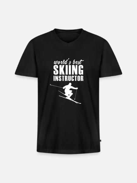 Ski instructor - Men's Premium Organic T-shirt with V-neck - black