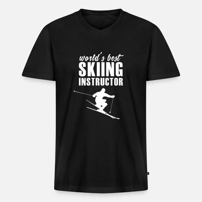 Skilehrerin - Männer Premium Bio T-Shirt mit V-Ausschnitt - Schwarz