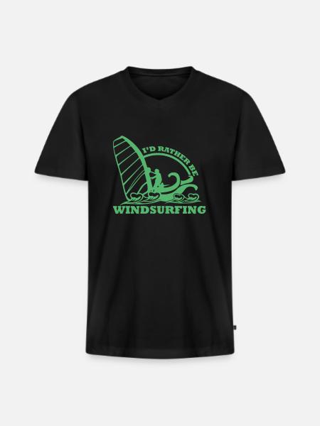 Windsurf - T-shirt encolure en V Premium bio Homme - noir