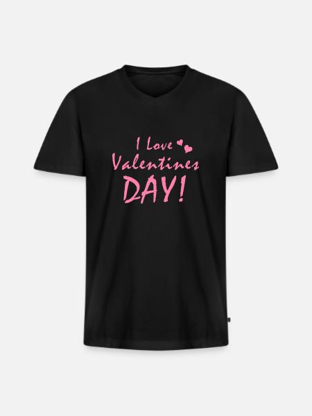 Valentinsdag Valentinsdag Dato - Premium økologisk T-shirt med V-hals til mænd - sort