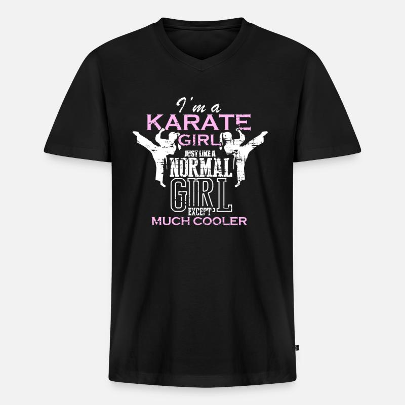 Karate - Männer Premium Bio T-Shirt mit V-Ausschnitt - Schwarz