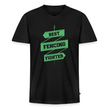 Fencing Fencing Fencer Fencing Fencing - Men's Premium Organic T-shirt with V-neck - black - Front - Nico (187cm)