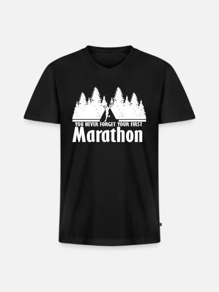 Marathon - Men's Premium Organic T-shirt with V-neck - black