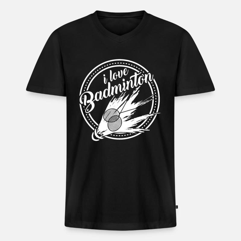 Badminton - Männer Premium Bio T-Shirt mit V-Ausschnitt - Schwarz