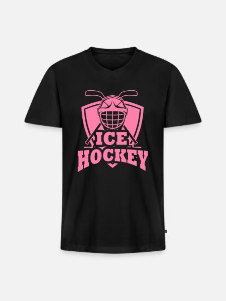 Joueuse de hockey - T-shirt encolure en V Premium bio Homme - noir