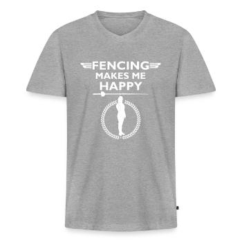 Fechter fechten Fechterin Fechtsport fechtclub - Männer Premium Bio T-Shirt mit V-Ausschnitt - Grau meliert - Vorne