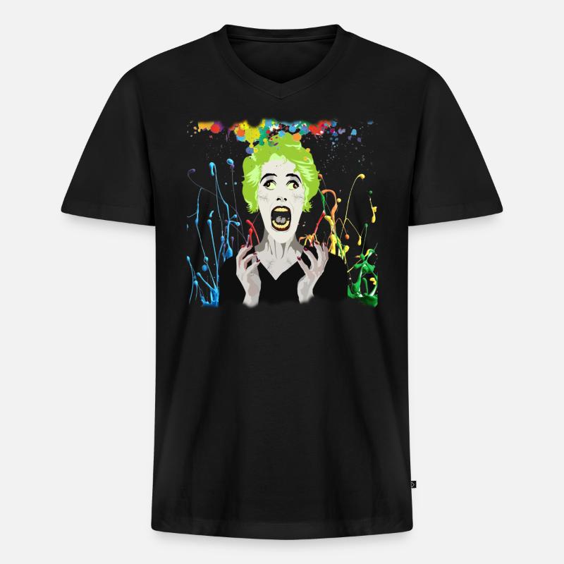 Crazy Lady - Männer Premium Bio T-Shirt mit V-Ausschnitt - Schwarz
