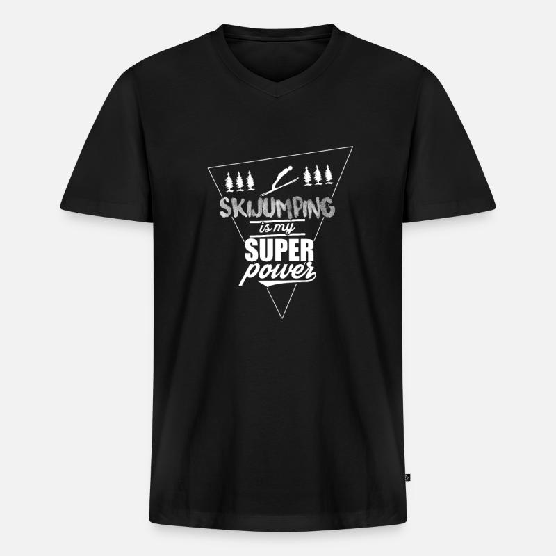 Skispringen - Männer Premium Bio T-Shirt mit V-Ausschnitt - Schwarz