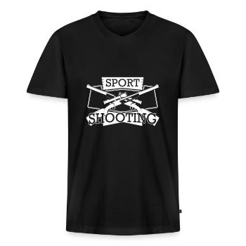 Tir sportif - T-shirt encolure en V Premium bio Homme - noir - Devant - Nico (187cm)