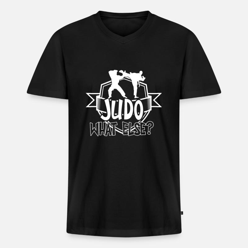 Judo Kampf - Männer Premium Bio T-Shirt mit V-Ausschnitt - Schwarz