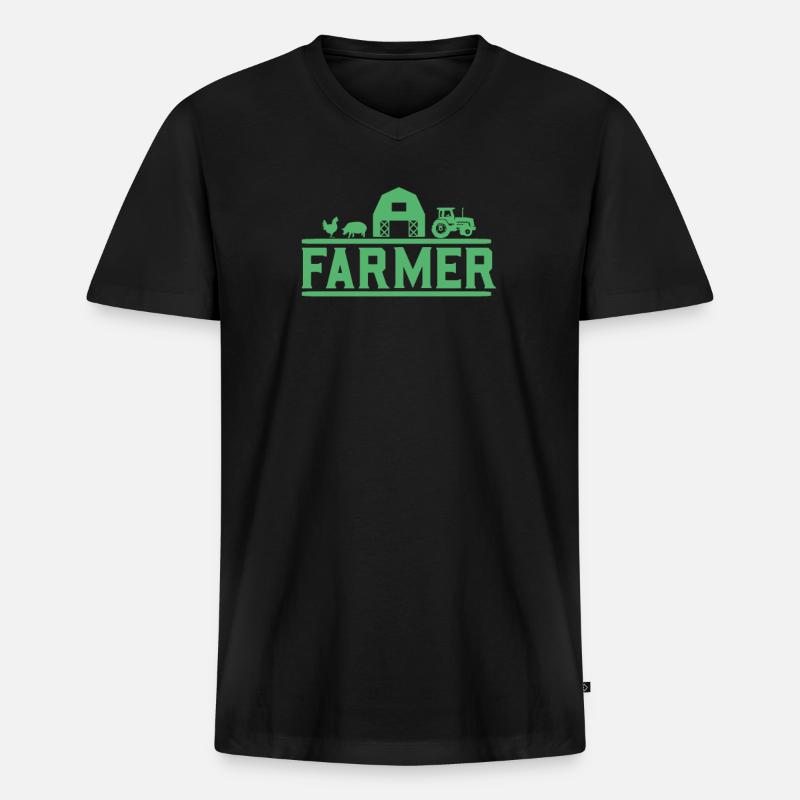 Bauern - Männer Premium Bio T-Shirt mit V-Ausschnitt - Schwarz